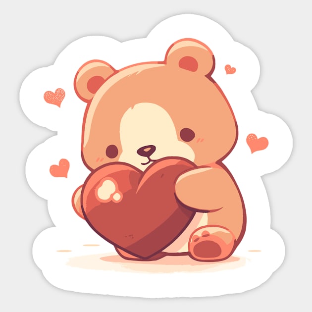 Cute bear in love holding a heart Sticker by DemoArtMode